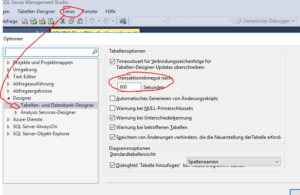 SQL Server Management Studio „Das Ausfuerungstimeout ist abgelaufen ...